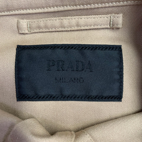 PRADA Size L Khaki Cotton Blend Two Pockets Shirt Jacket