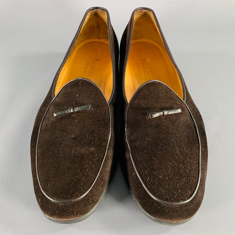 A.TESTONI Size 8 Brown Suede Slip On Loafers