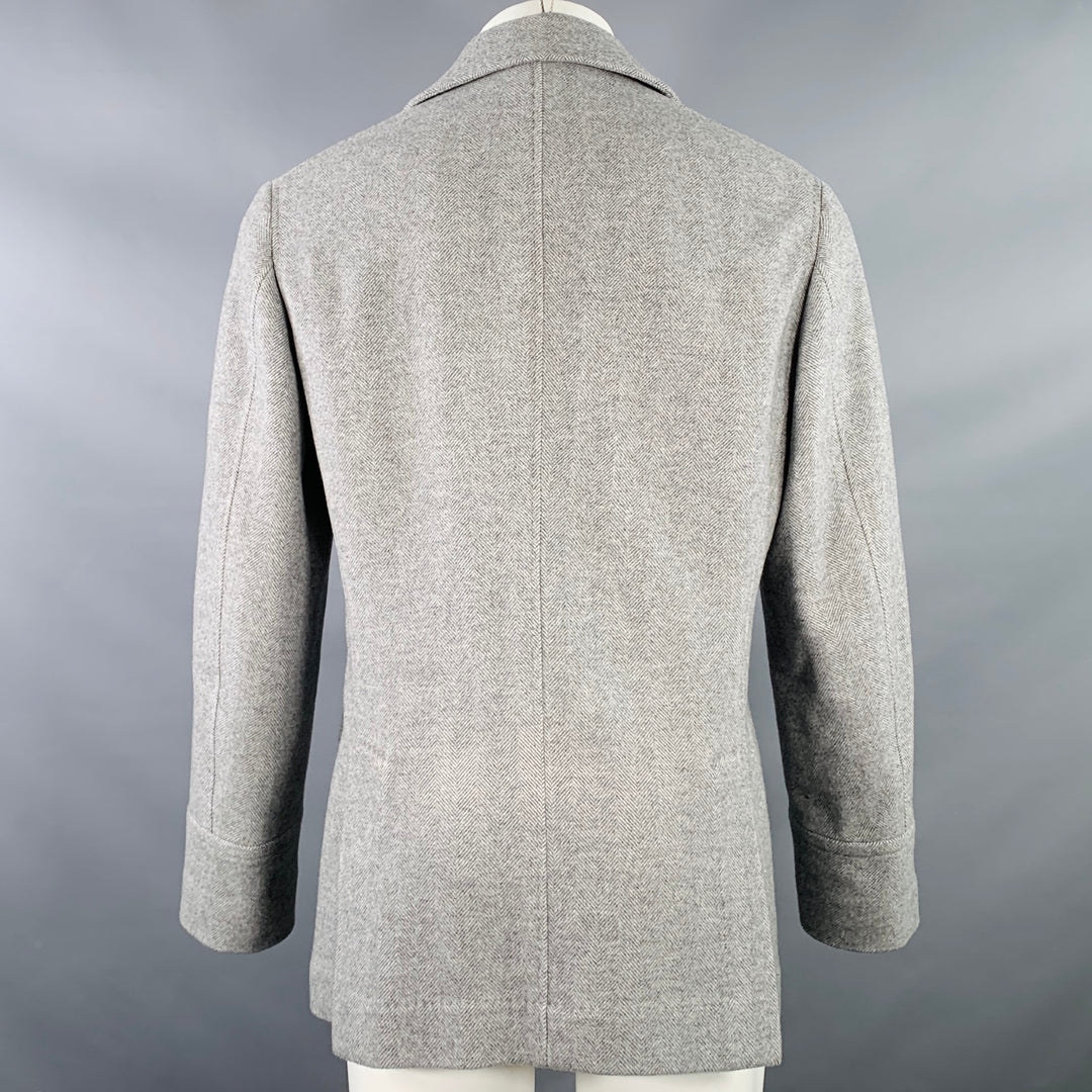BRUNELLO CUCINELLI Size 38 Grey Herringbone Wool Cashmere Coat