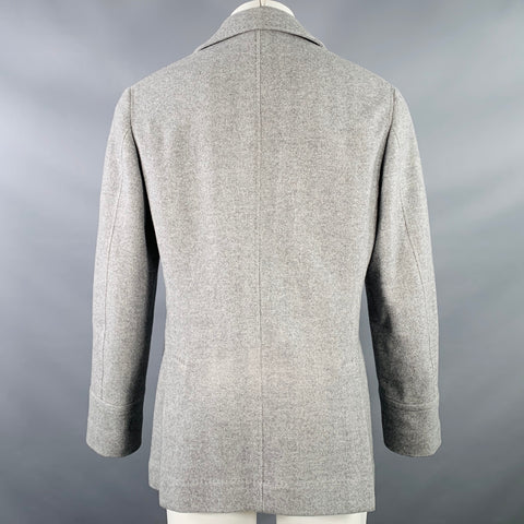 BRUNELLO CUCINELLI Size 38 Grey Herringbone Wool Cashmere Coat