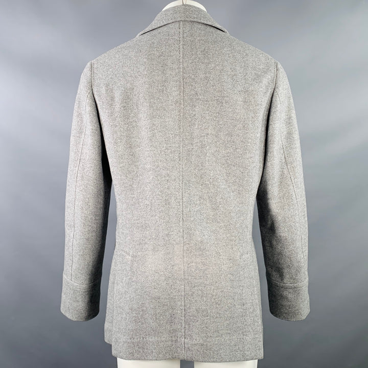 BRUNELLO CUCINELLI Size 38 Grey Herringbone Wool Cashmere Coat