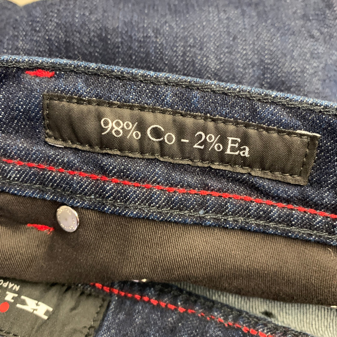 KITON Size 36 Navy Contrast Stitch Denim Straight Jeans