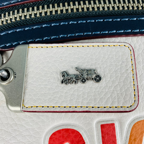 COACH x NASA White Multi Color Logo Pebble Grain Leather Bag