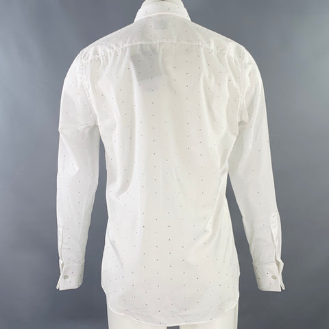 BURBERRY Size S Evening Gem White Embellishment Cotton Tuxedo Long Sleeve Shirt