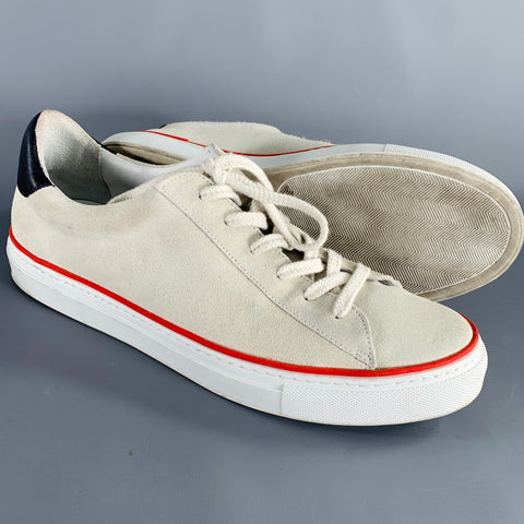 G. BROWN Size 10.5 Beige White Red Suede Lace-Up Sneakers