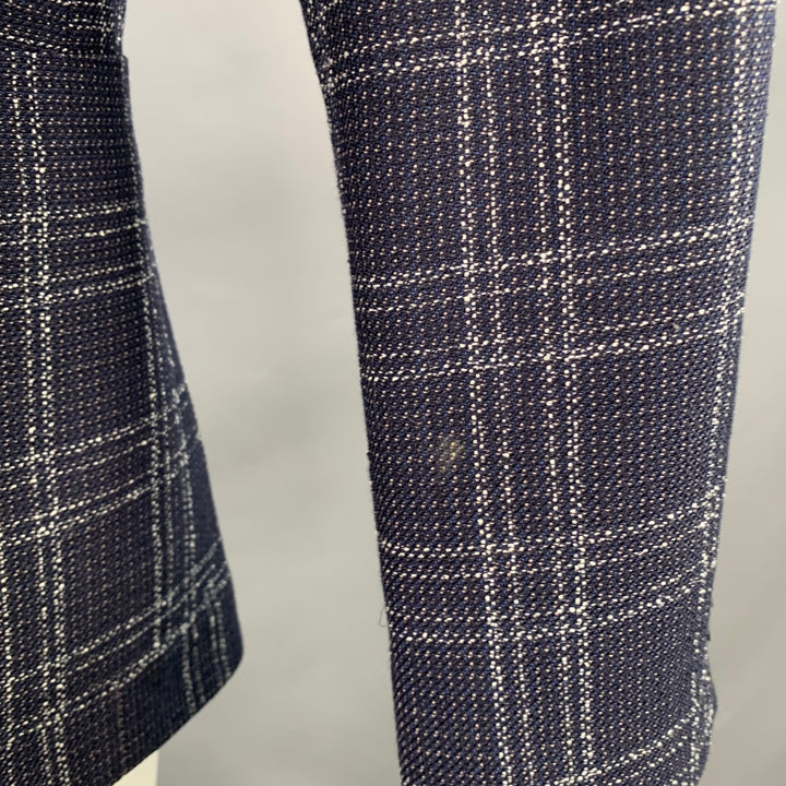 HUGO BOSS Size 40 Navy White Plaid Virgin Wool Blend Sport Coat