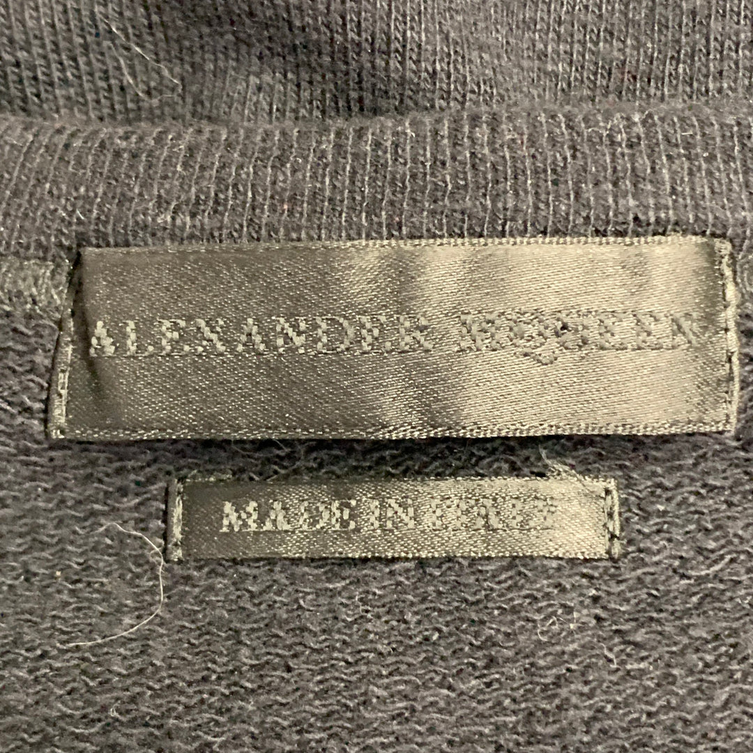 ALEXANDER MCQUEEN Size S Black White Plaid Cotton Blend Crew Neck Pullover