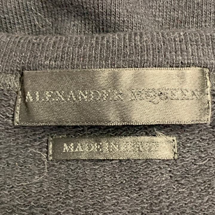 ALEXANDER MCQUEEN Size S Black White Plaid Cotton Blend Crew Neck Pullover