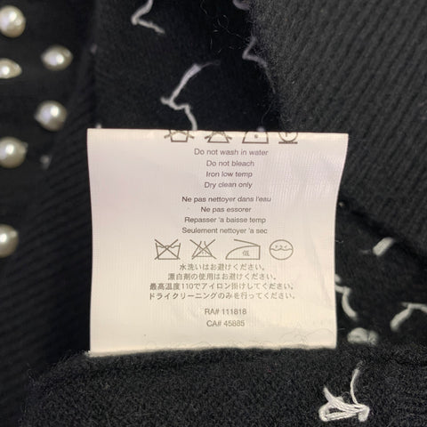 MICHAEL KORS Size M Black White Cashmere Pearls Crew Neck Sweater