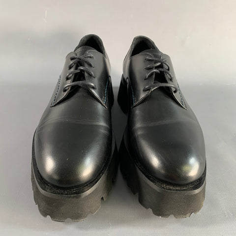 PAUL SMITH Size 8 Black Leather Platform Laces