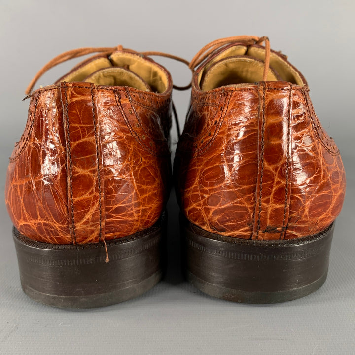 FORLI Size 10 Brown Tan Cap Toe Lace-Up Shoes