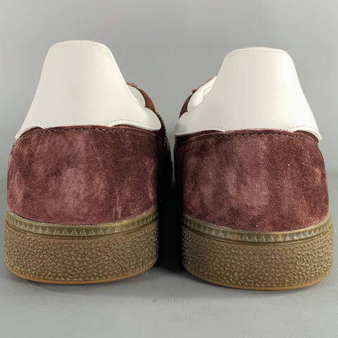 ADIDAS Size 12 Brown White Solid Leather Lace-Up Sneakers