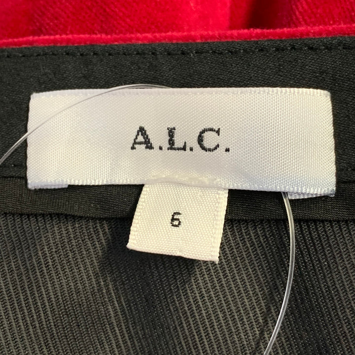 A.L.C. Size 6 Raspberry Red Velvet Peak Lapel Double Breasted Pantsuit