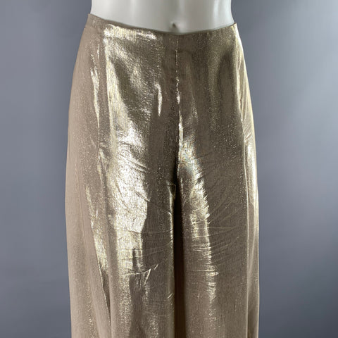 RALPH LAUREN Size 8 Gold Silk Blend Shimmer Palazzo Pants