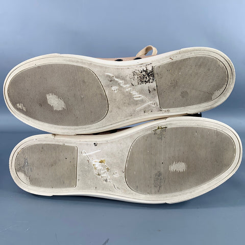 LANVIN Size 9 Beige Leather Patent Leather Cap Toe Sneakers