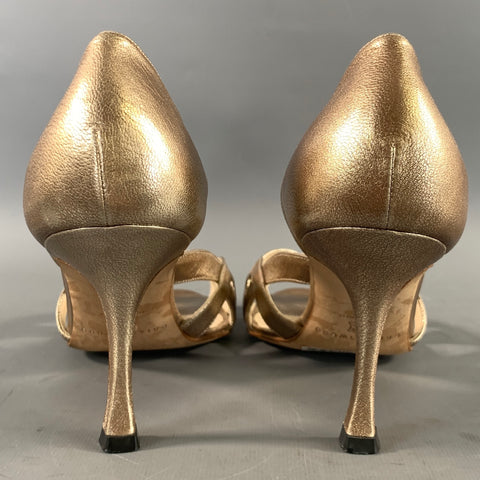 BRIAN ATWOOD Size 7.5 Gold Leather Slip On Sandals
