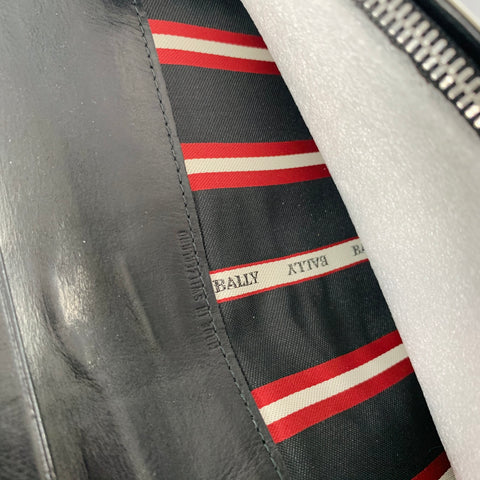 BALLY Black Grey Stripe Leather Wallet