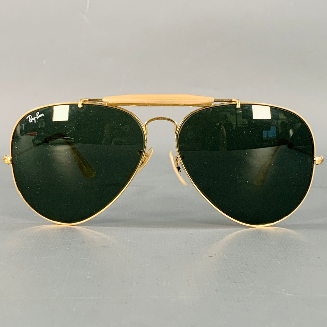 RAY-BAN Vintage Outdoorsman Gold Metal Aviator Sunglasses