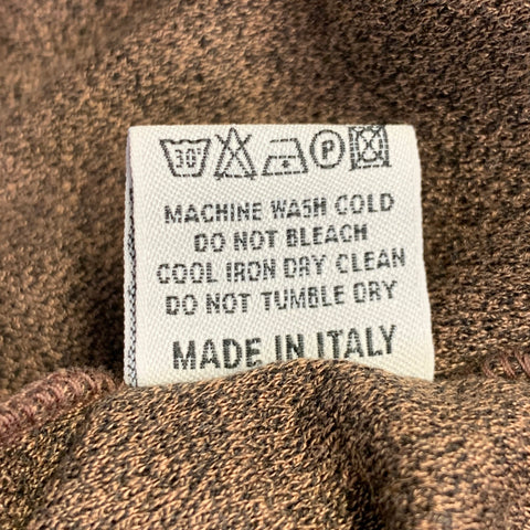 CANALI Size L Heather Brown Cotton Textured Crew Neck Pullover