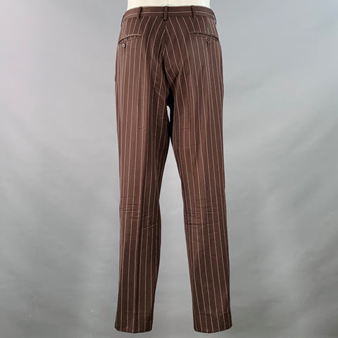 POLO by RALPH LAUREN Size 40 Regular Brown Cream Pinstripe Notch Lapel Suit