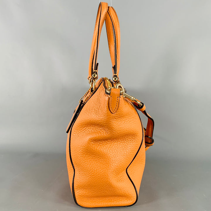COACH Prairie Satchel Orange Gold Pebble Grain Leather Handbag