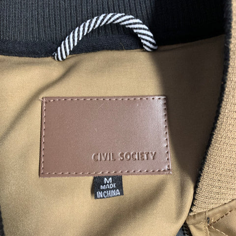 CIVIL SOCIETY Chest Size M Brown Quilted Polyester Bomber Jacket