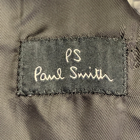 PS by PAUL SMITH Gents Overcoat Size XXL Grey Black Nailhead Wool Contrast Collar Coat