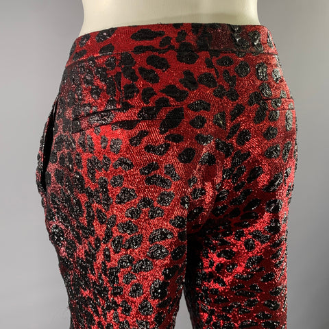 LIBERTINE Size M Red Black Acetate Blend Animal Print Pants