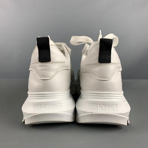 LES HOMMES Size 9.5 White Solid Leather Chunky heel Sneakers