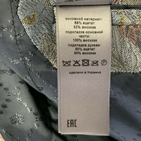 ZADIG & VOLTAIRE Chest Size 34 Silver Blue Pink Jacquard Peak Lapel Sport Coat