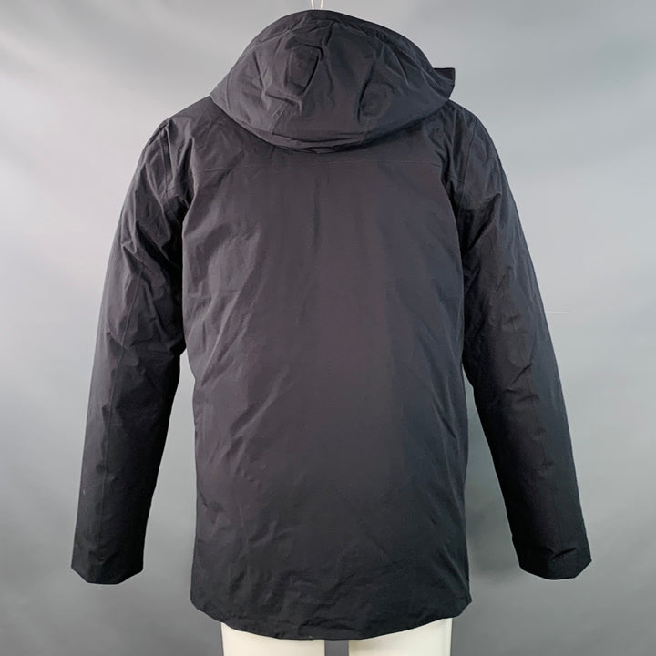 KJUS Size M Gian Black Polyamide Hooded Down Filled Zip Snaps Ski Jacket