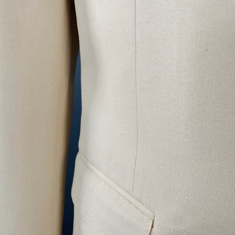 CELINE Size 42 Cream Silk Notch Lapel Sport Coat