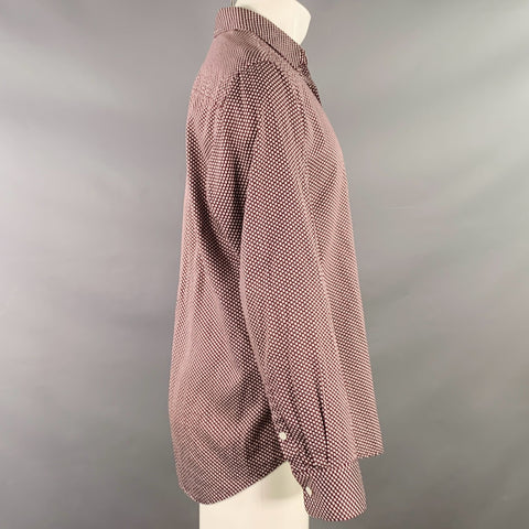 THEORY Taille M Chemise à manches longues en coton avec une poche et motifs à carreaux marron et blancs Toby P