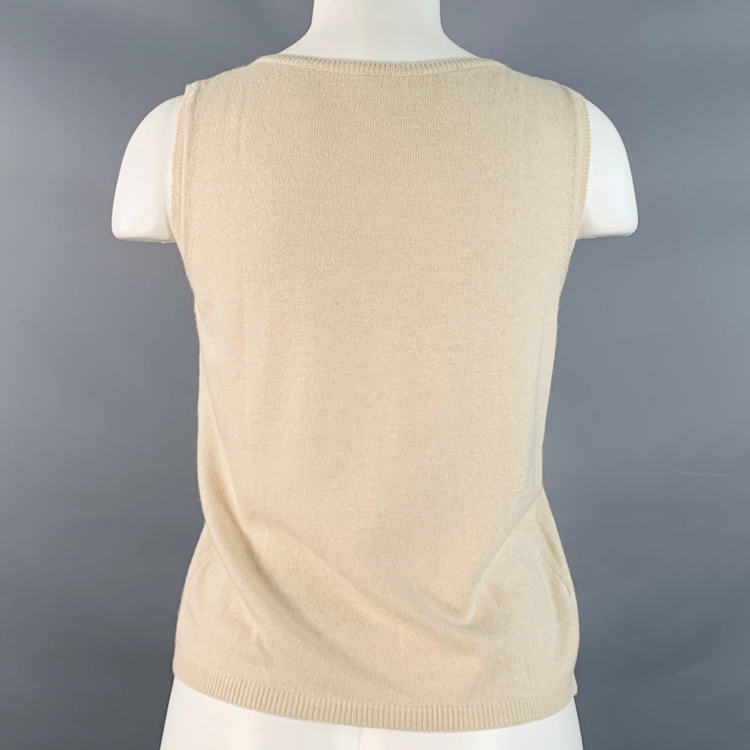 BLUMARINE Size 6 Beige Multi Color Rayon Cashmere Blend Beaded Cardigan Set