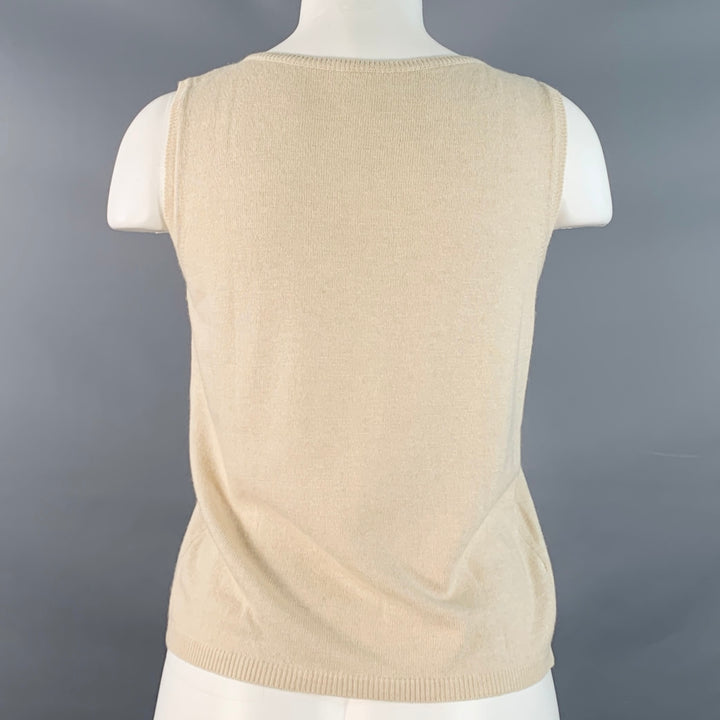 BLUMARINE Size 6 Beige Multi Color Rayon Cashmere Blend Beaded Cardigan Set
