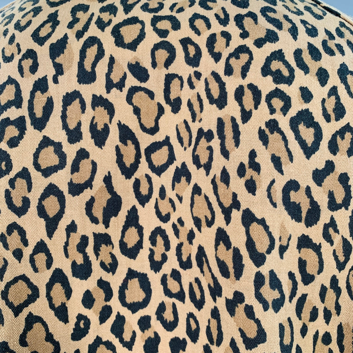 KAPITAL Size XL Brown Black Animal Print Tiger Camo Cotton Reversible Bomber Jacket