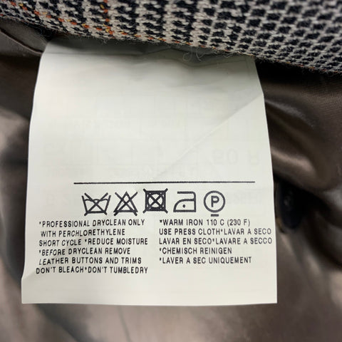 GUCCI Size 40 Tan Black Beige Plaid Wool Double Breasted Coat