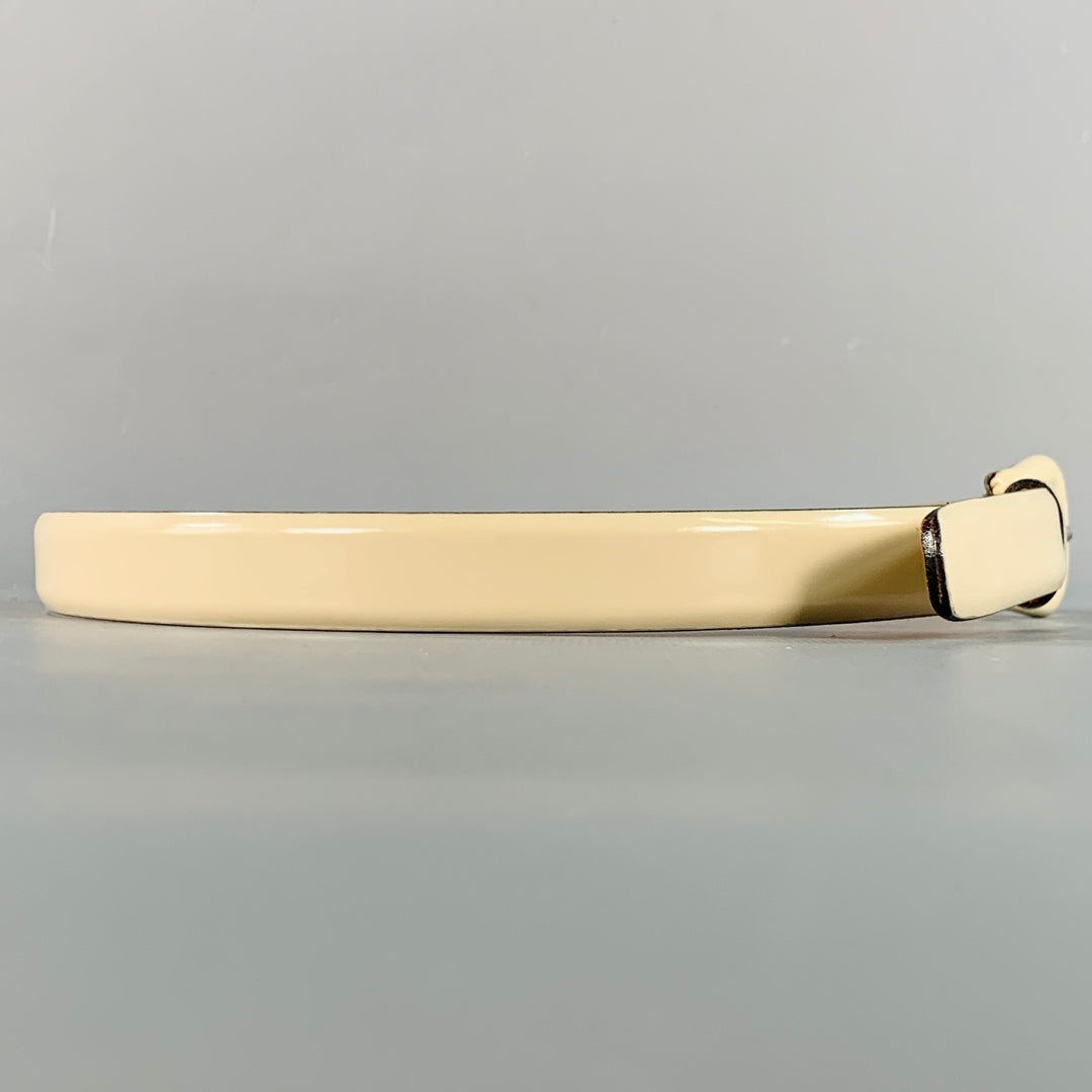 FURLA Size 26 Beige Patent Leather Covered Buckle Skinny Belt