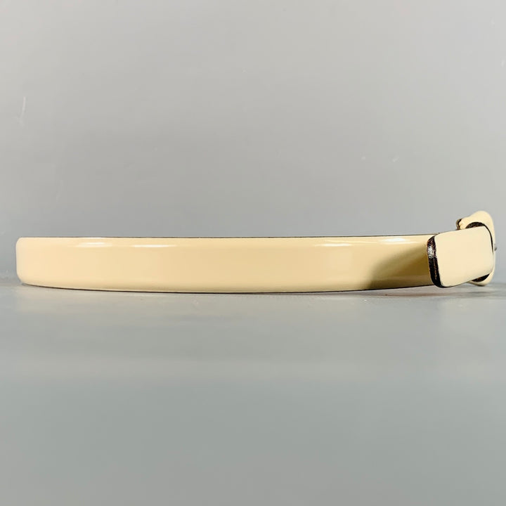 FURLA Size 26 Beige Patent Leather Covered Buckle Skinny Belt