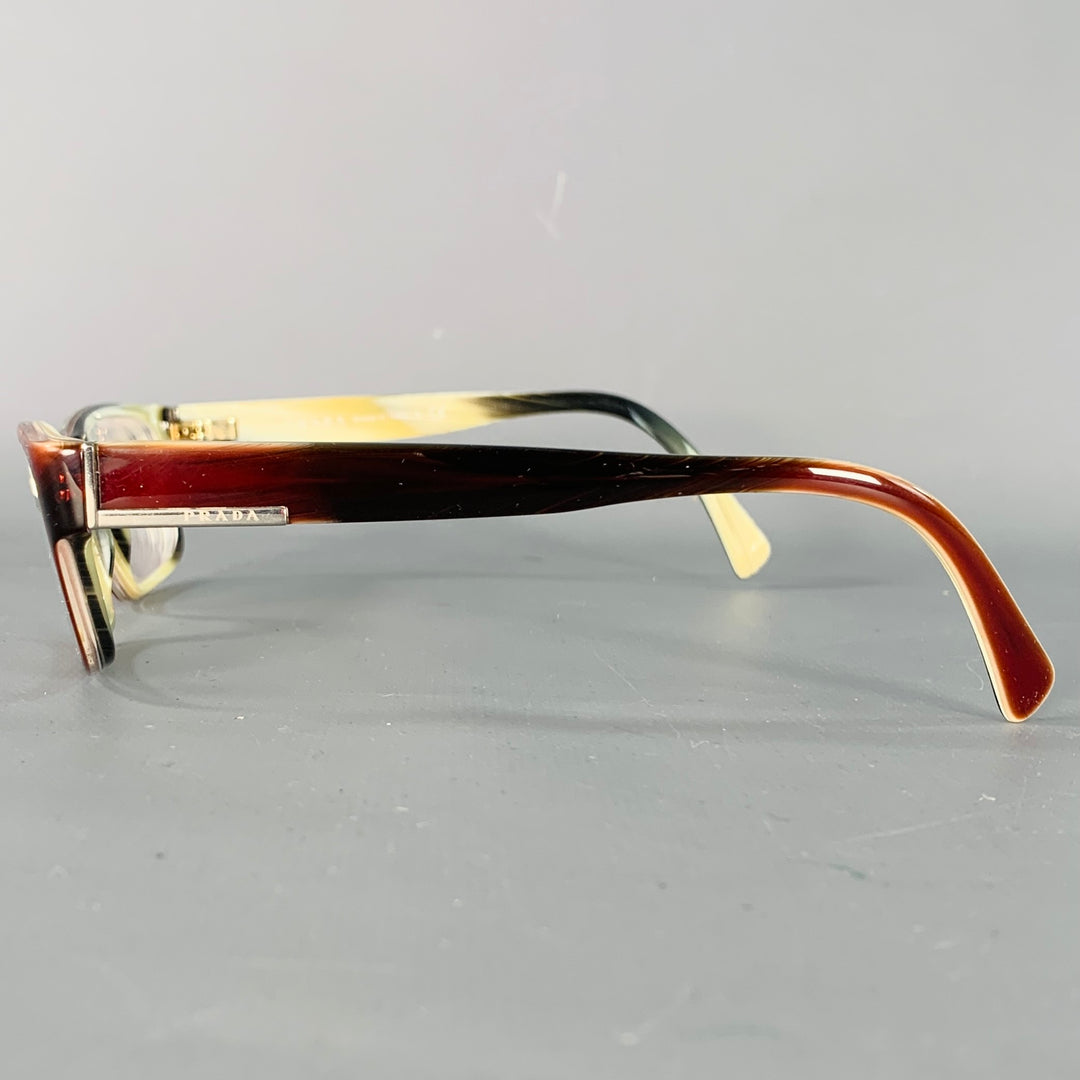 PRADA Brown Cream Acetate Marbled Eyewear Readers