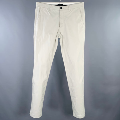 THEORY Size 32 Zaine Grey Cotton Blend Flat Front Casual Pants