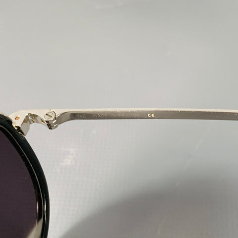 CARTIER Black Silver Metal Aviator Sunglasses