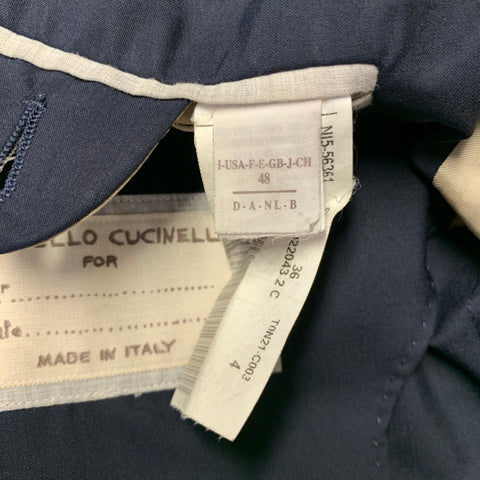 BRUNELLO CUCINELLI Size 38 Navy Virgin Wool Silk Notch Lapel Sport Coat