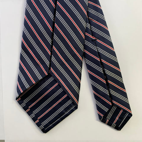 BVLGARI Navy Red Diagonal Stripe Silk Tie