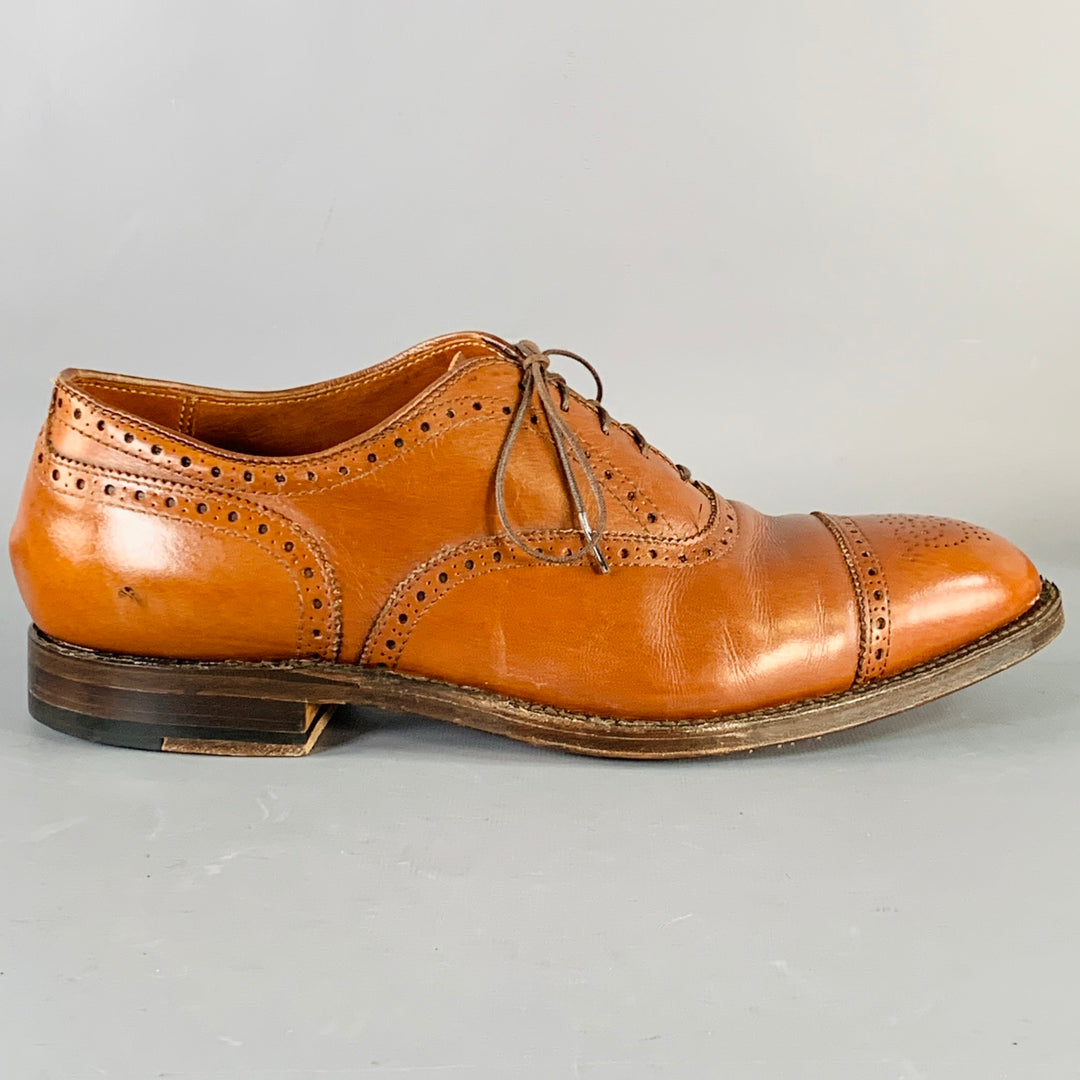 ALDEN Size 10 Tan Perforated Leather Cap Toe Lace-Up Shoes