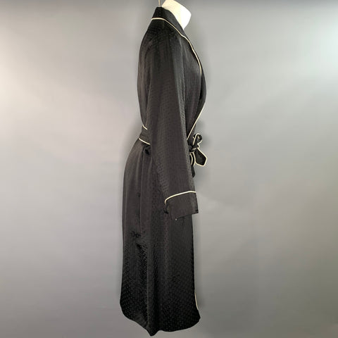 DRIES VAN NOTEN Size 38 Black White Jacquard Viscose Polyester Robe