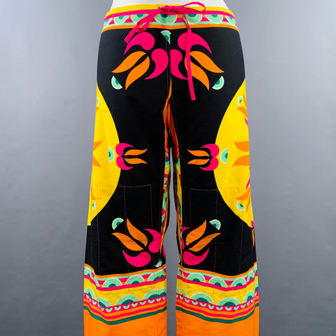 RED VALENTINO Size 12 Multi Color Cotton Print Drawstring Casual Pants