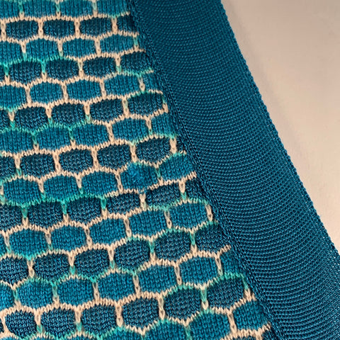 M MISSONI Size 2 Blue Green Merino Wool Blend V-Neck Cardigan