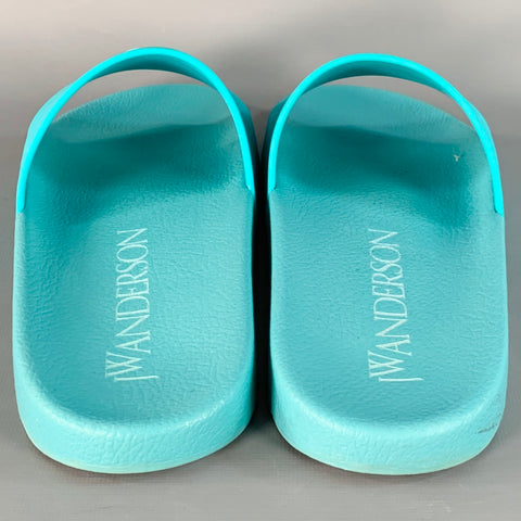 J.W.ANDERSON Size 9 Blue Green Anchor Logo Acetate Pool Slide Sandals