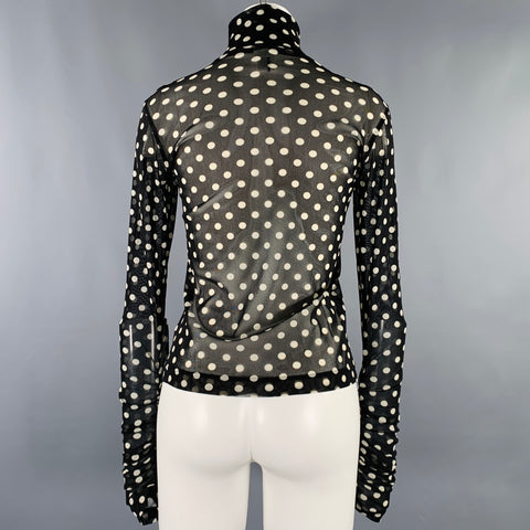 NOIR KEI NINOMIYA Size XS Black White Polka Dot Polyester Turtleneck Pullover